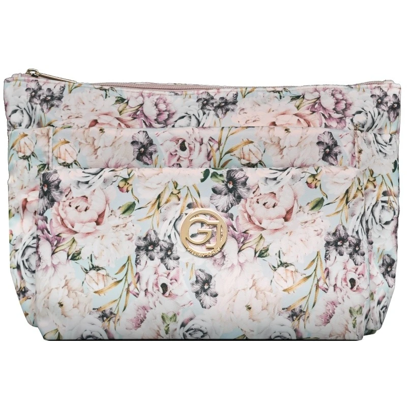 Gillian Jones 3 Room Cosmetics Bag - Flower Print 10009 3 Gillian Jones 3 Room Cosmetics Bag - Flower Print 10009